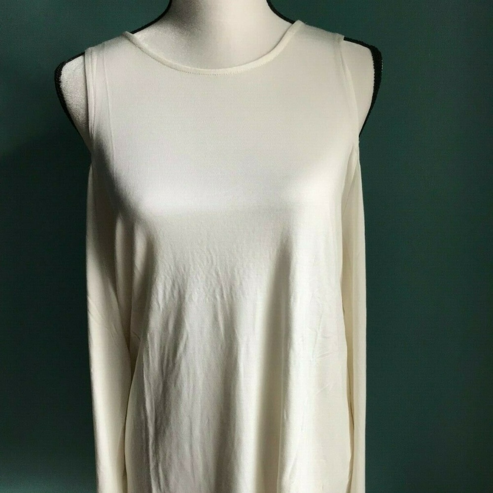 MUD PIE Women's Tunic Top sz M Ivory COLD SHOULDER